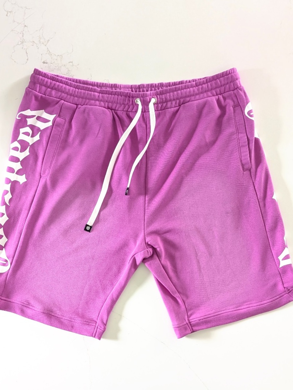 Godspeed NY Courtside Shorts 3XL Purple Distressed Sun Fade Graphic Sweatshort